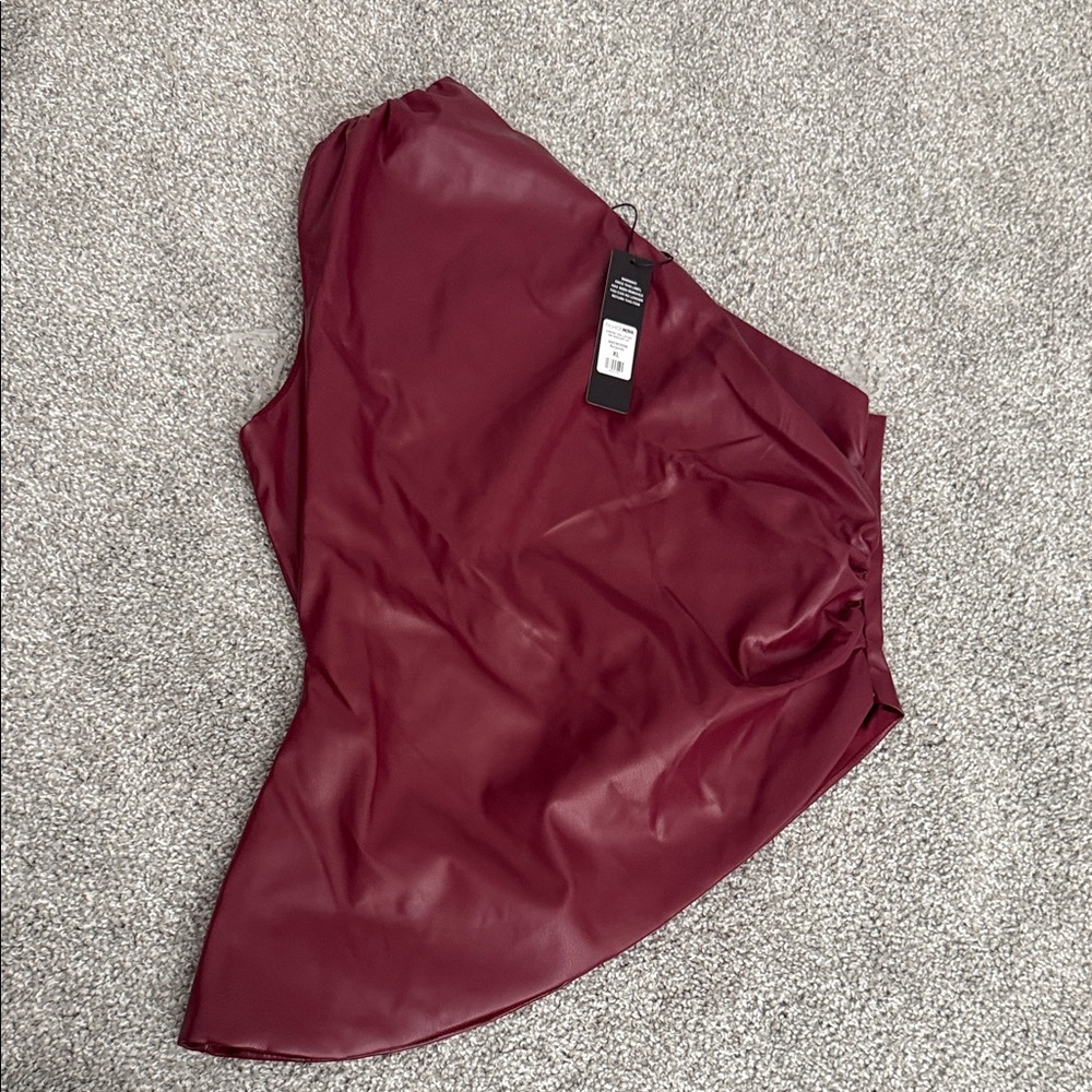 Fashion Nova Asymmetrical Burgundy Top